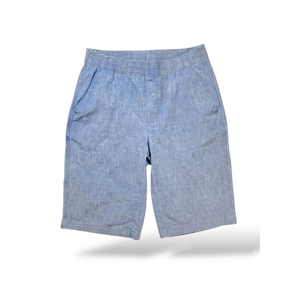 Lands’ End Women’s Size 4 Blue Chambray Pull-On Chino Bermuda Shorts Elastic
